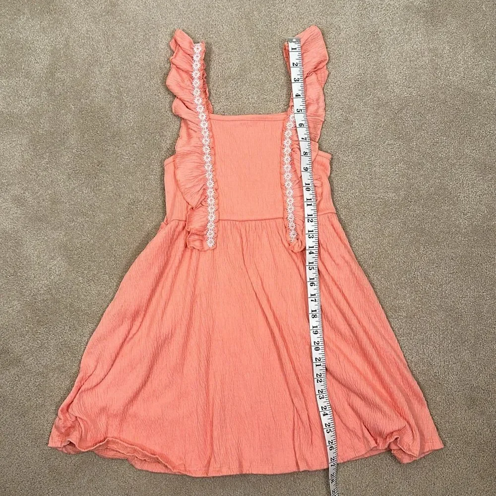 Btween Peach Spring Easter Sunday Best Lined Daisy Floral Girls Dress Size 8